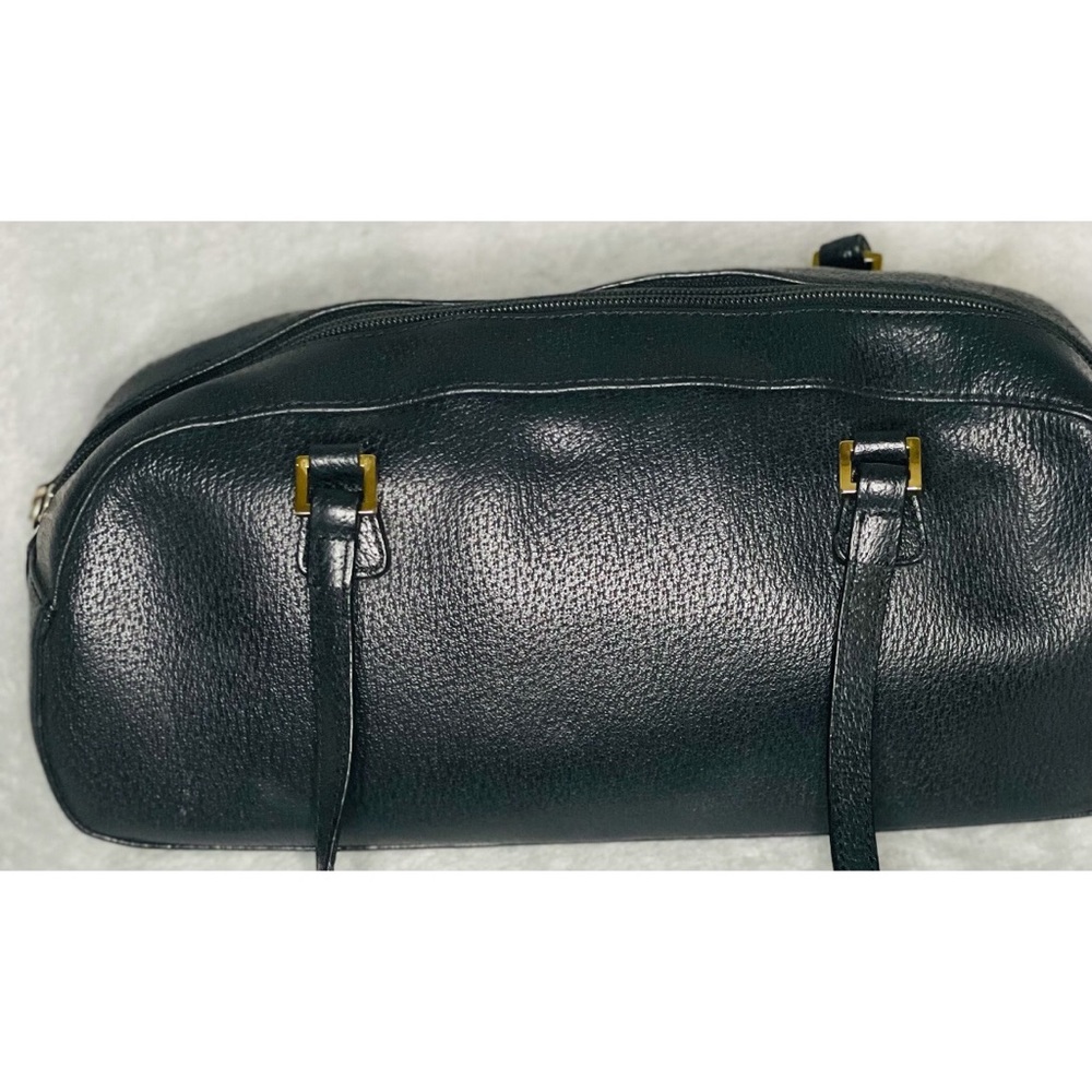 Black Etienne Aigner duffle shaped satchel bag